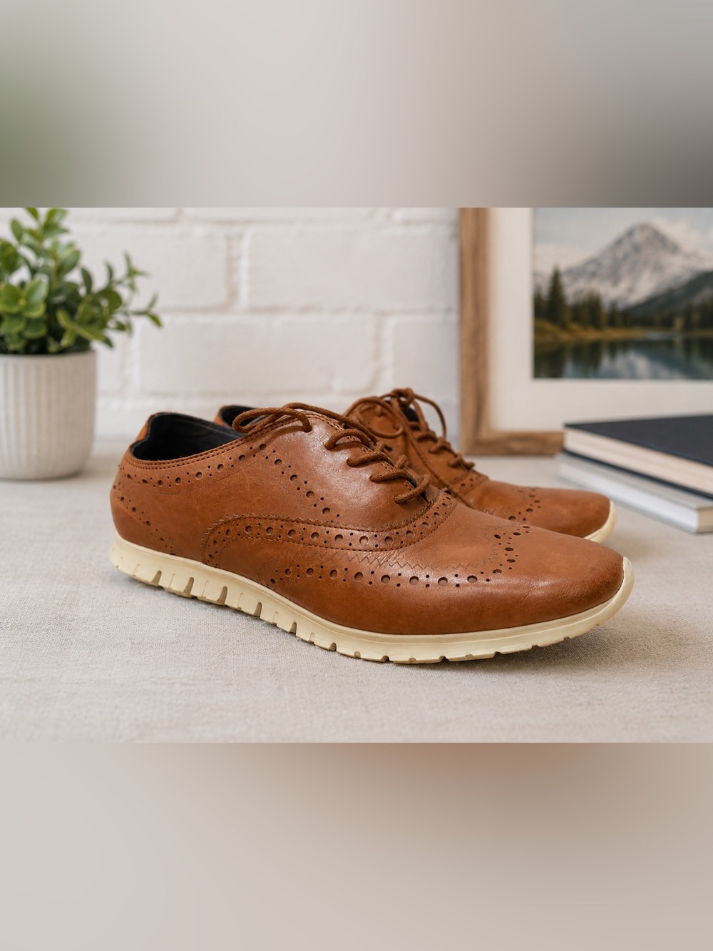 Women Brown Wingtip Oxford Shoes - Unbranded